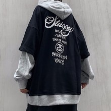 春秋chic stussy巡游加绒拼接卫衣1