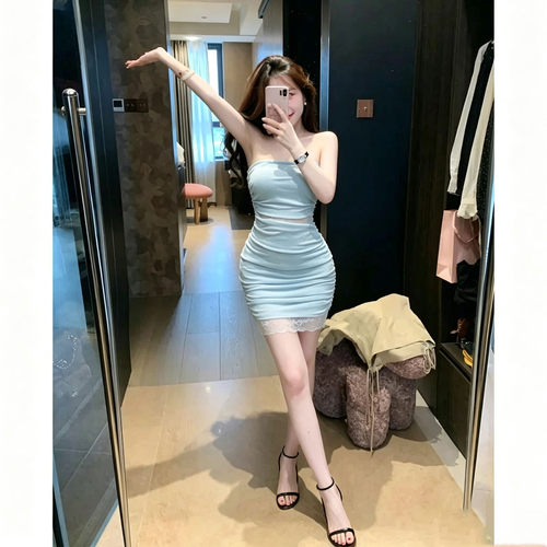 性感蕾丝抹胸包臀显瘦连衣裙