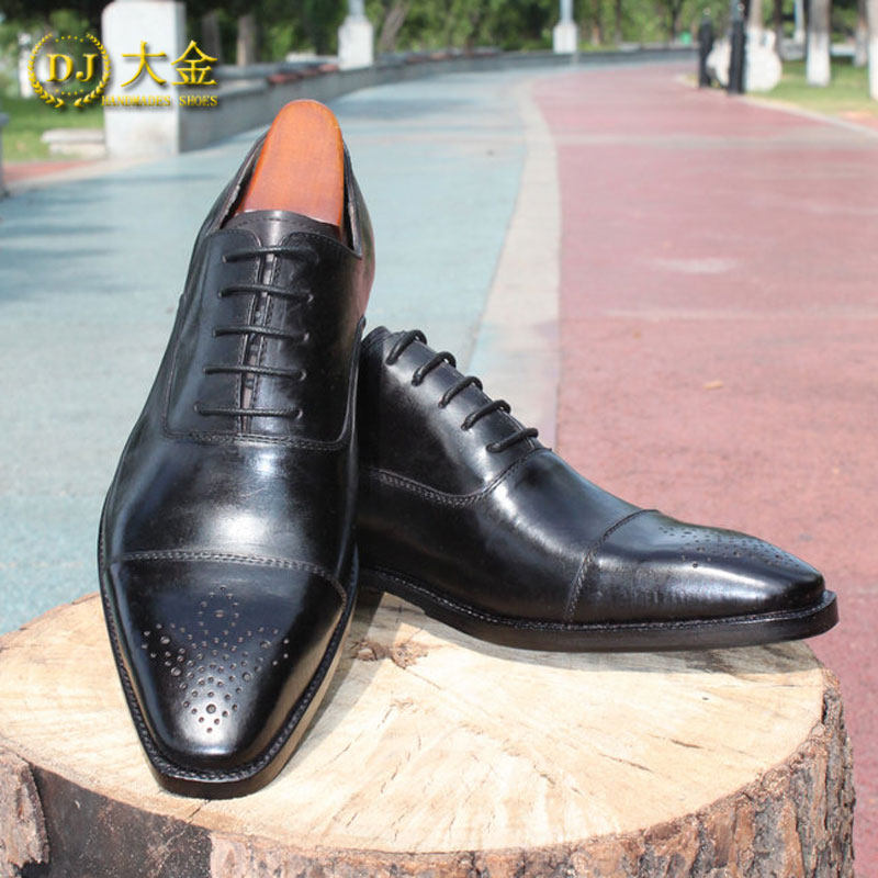 轻便透气真皮底商务正装尖头低帮