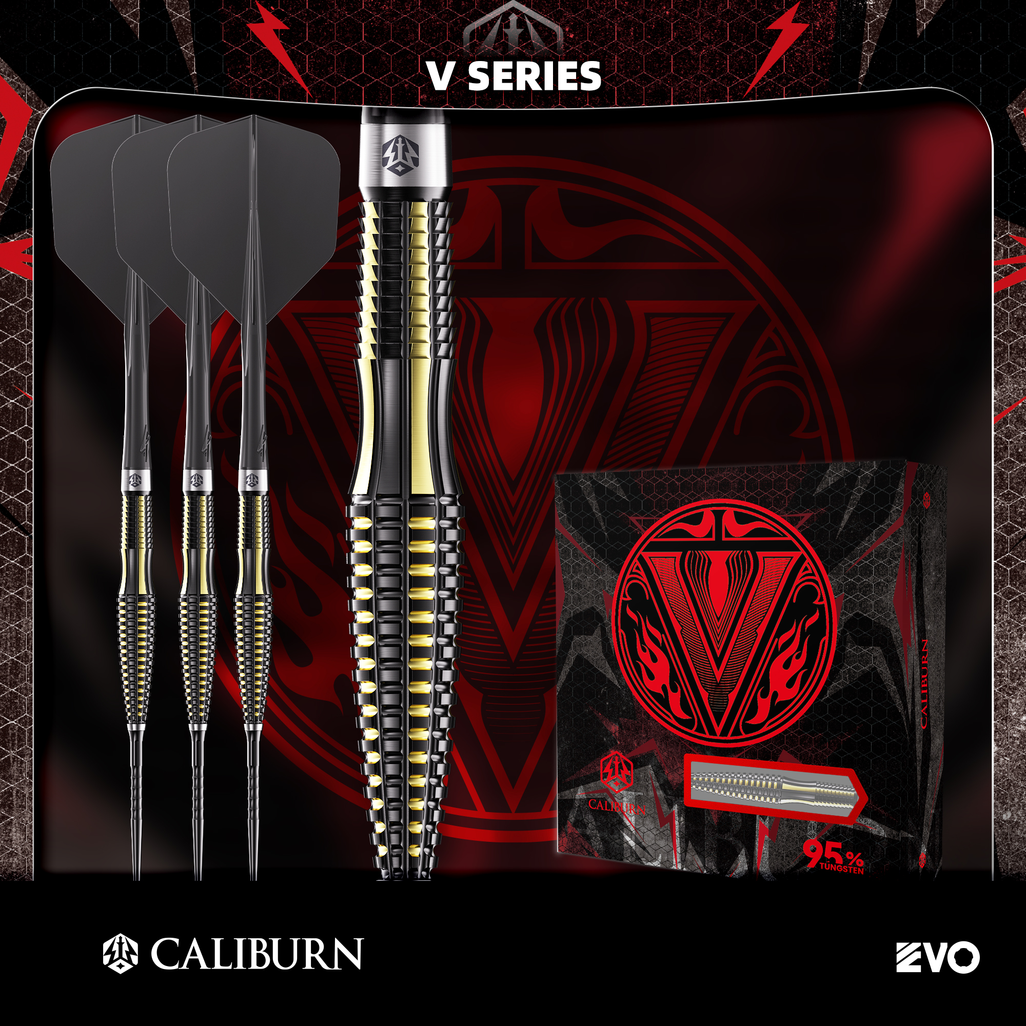 CALIBURN 九牌 V系列 V1 硬式 95%钨钢 专业EVO飞镖 2025新款