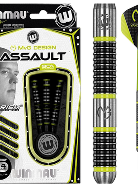 WINMAU MvG Assault范格文宽凹槽直筒钨钢飞镖黑色镀钛比赛用飞镖