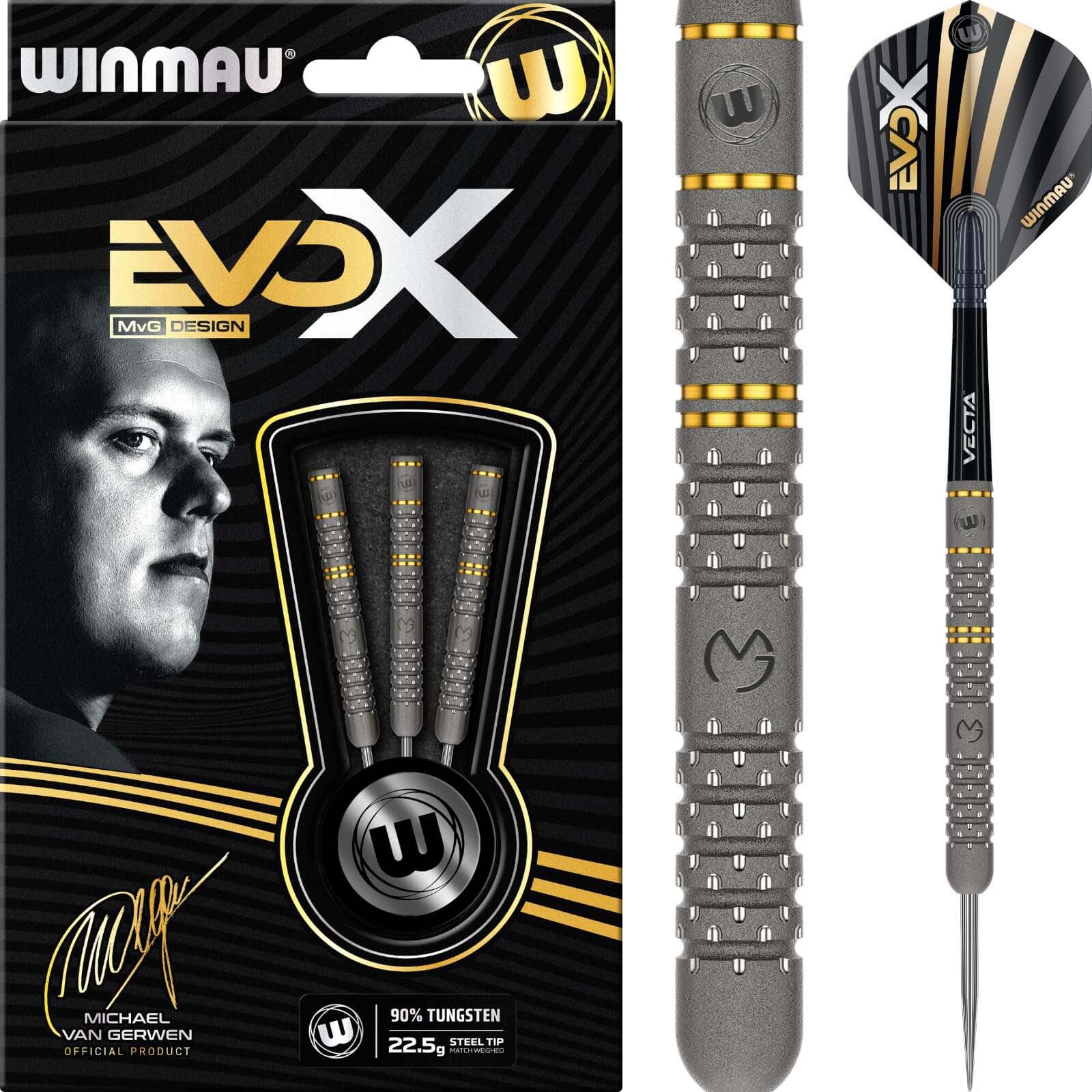 WINMAU MvG EvoX 范格文 磨沙硬式直筒飞镖专业比赛钨钢专业飞镖
