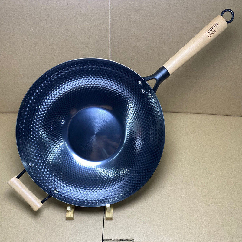 炊大皇纯铁专用爆炒锅超薄超轻无涂层炒菜锅不生锈平底熟铁精铁锅