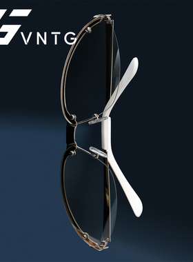 VNTG透明蝶形金属框架半框眼镜时髦y2k千禧风辣妹感百搭uv400墨镜