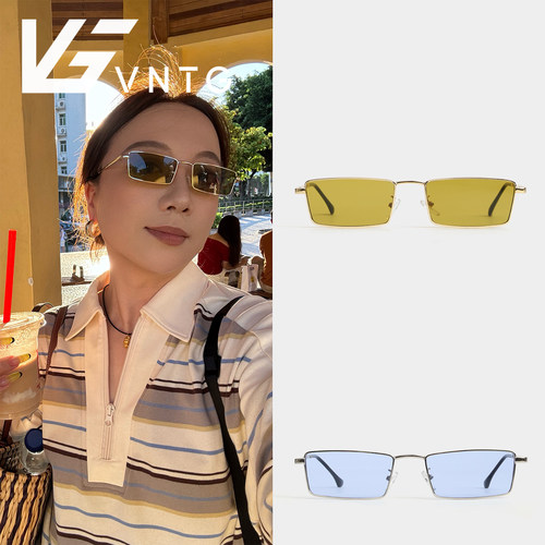 VNTG墨镜方形金属框御姐防紫外线uv400老钱风jennie同款太阳眼镜