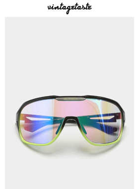 VINTAGETASTE 黑绿炫彩色大框架骑行眼镜防风防紫外线uv400墨镜
