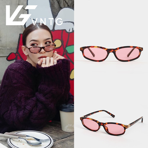 VNTG墨镜玳瑁复古少女感缪系ins风蝶形小框精致uv400太阳眼镜