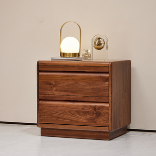 东南亚柚木全实木床头柜卧室家用床边柜意式极简轻奢储物柜收纳柜