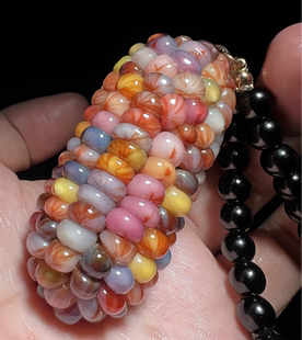 七彩文玩玉米毛料成品宝石宝血盘玩真玉米车挂件包包配饰手把件