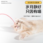 猫咪硅胶老鼠尾巴逗猫棒仿真模拟老鼠尾巴解闷玩具爱宠互动逗猫杆