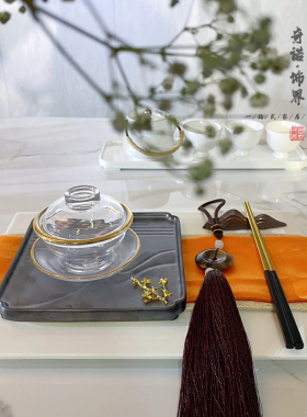 新中式风橙色方形样板房间摆件