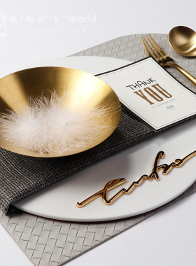 轻奢风灰金色西餐具售楼处摆件