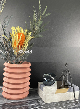 轻奢风组合红色折叠雕塑软装饰品