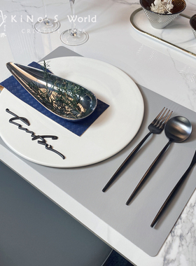 KiNo奇诺 现代餐具摆件餐盘套装 样板房轻奢餐桌摆台饰品皮革餐垫