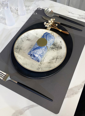 欧式轻奢黑白灰色餐盘餐扣套装摆件组合样板房间酒店餐厅桌面摆台