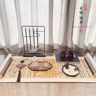 新中式 饰品镇尺小折扇 样板房间摆件组合售楼处会所书房卧室全案装