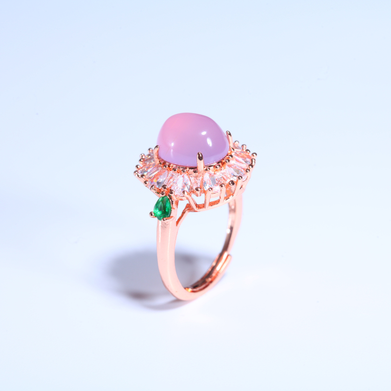 [何仙儿专属] [桃花之酿]豪镶粉玉髓饱满蛋面戒指/多样性发其一