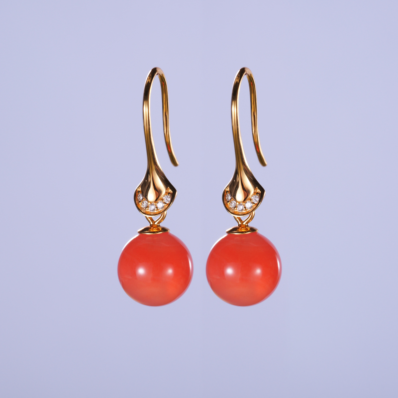 [何仙儿专属] S925银盐源玛瑙圆珠耳饰/多样性发其一