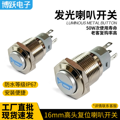 金属带灯/防水改装喇叭开关