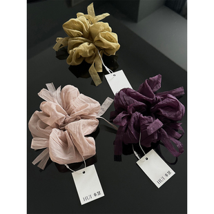 超温柔~芭蕾风系带飘带发圈女飘逸纱纱头花扎头绳高级感马尾发绳