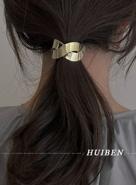H本慧 几何拉丝金属冷淡风发绳欧美扎马尾发圈头绳高弹力扎头皮筋
