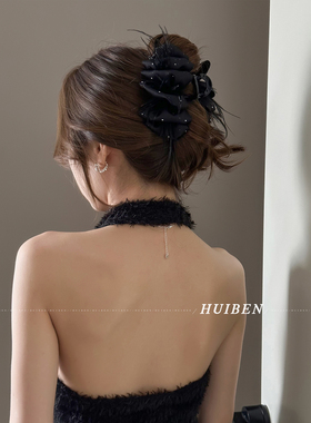 女主来了~满天星羽毛抓夹显发量鲨鱼夹后脑勺盘发卡泡泡云朵发夹