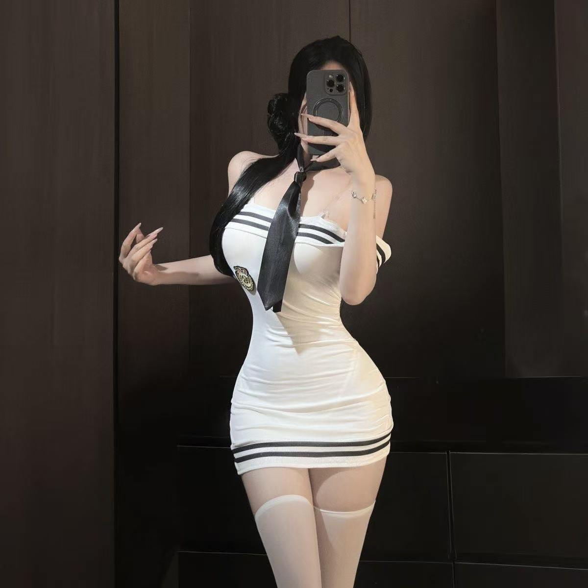 纯欲性感抹胸绑带制服睡裙套装
