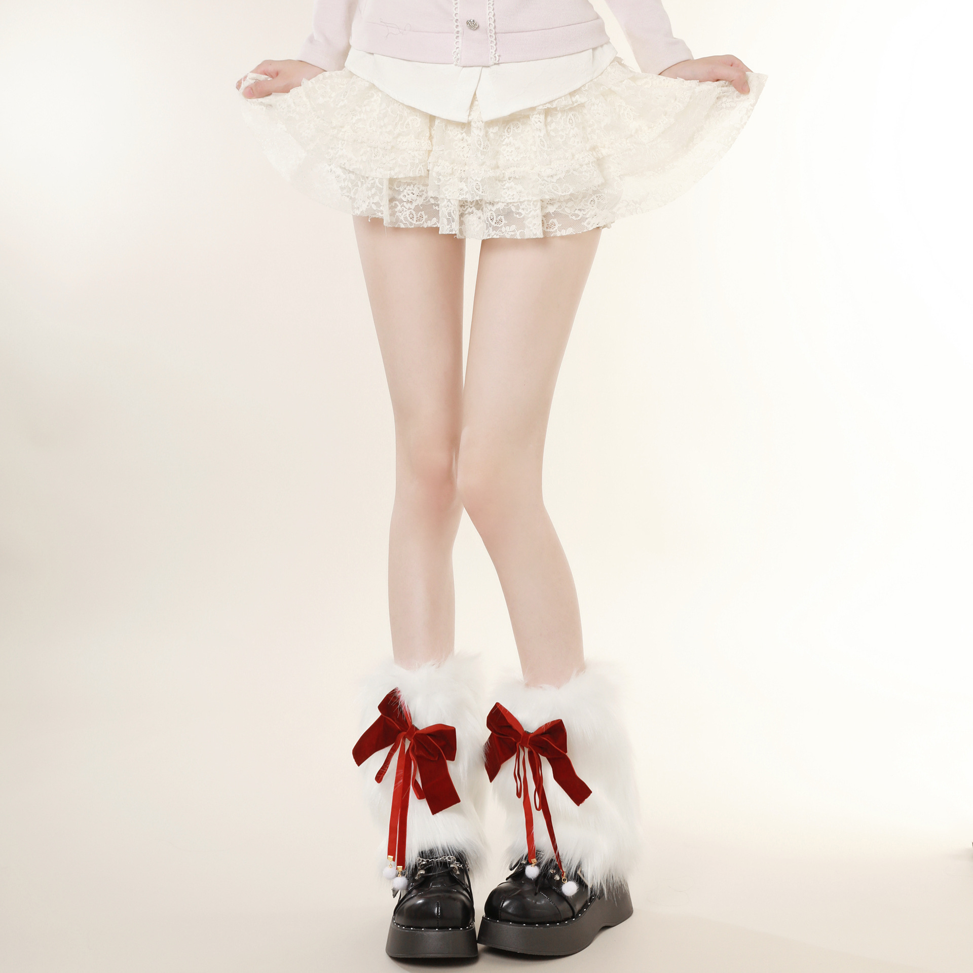 圣诞新年甜美毛绒腿套秋冬y2k丝