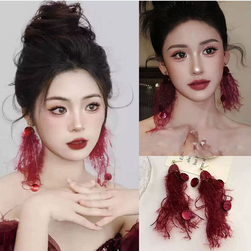 复古新娘夸张流苏长款耳环小众个耳钉