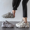 真皮厚底老爹鞋休闲运动鞋2025秋季新款百搭网红ins潮增高显脚小