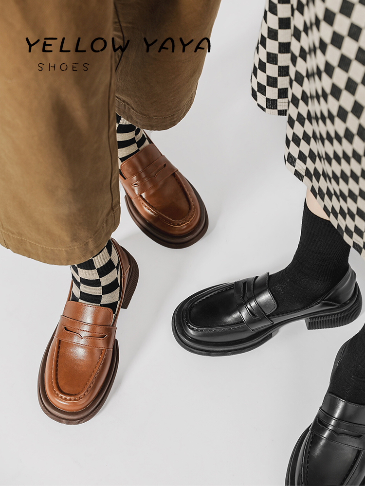 乐福鞋女单鞋小皮鞋JK鞋厚底