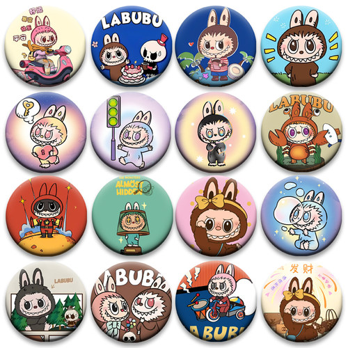 泡泡玛特拉布布labubu周边谷子吧唧痛包58MM装饰谷圈圆形胸针徽章