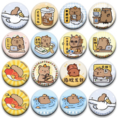 新款 豚鼠卡皮巴拉可爱呆萌卡通周边吧唧58mm徽章学生礼物谷子勋章