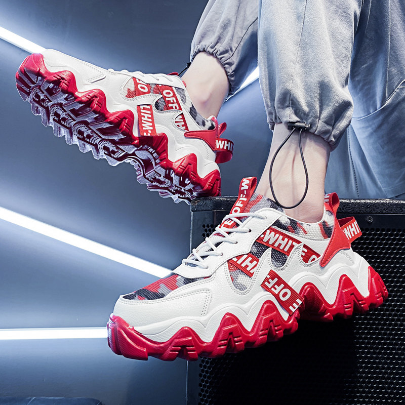疾步夏季新款运动休闲鞋男透气小白潮鞋增高老爹鞋学生韩版运动鞋