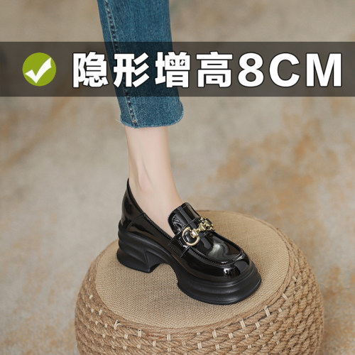 好穿不累脚增高小皮鞋厚底乐福鞋