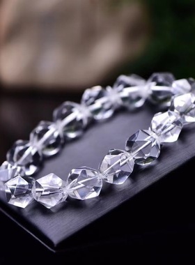 天然白水晶钻石面手链
