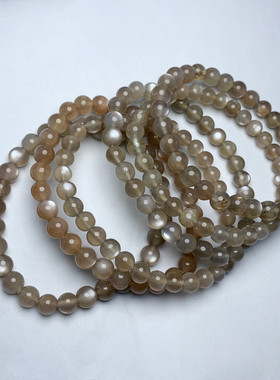 天然银月光石手链异象灰白月光石