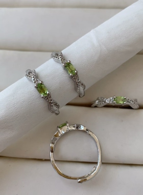 天然橄榄石戒指女款白铜托活口甜美简约百搭时尚饰品一件和十件价
