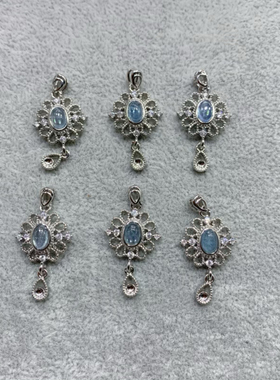 天然海蓝宝吊坠女项坠欧珀项链瑞丽潮人轻奢水晶饰品