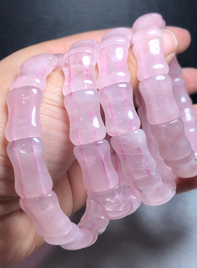 天然马达加斯加粉晶竹节手排女