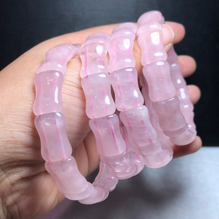 天然马达加斯加粉晶竹节手排女成色不错的手牌性价比高可以囤点货