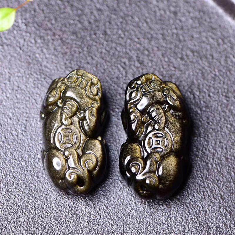 天然金曜石貔貅吊坠情侣时尚项链男项坠女黑耀石一钱貔貅转运饰品