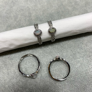 天然欧泊戒指白铜托活口裸石约3*5mm一件和十件价格