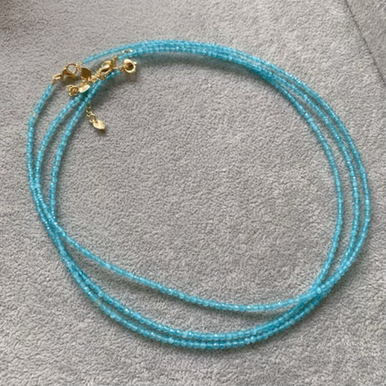 蓝托帕色猫眼尖晶锁骨链女项链40厘米左右颈链像高品质的蓝托帕石