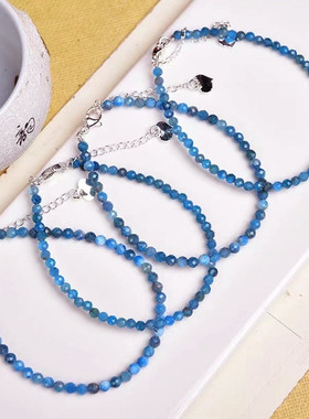 天然蓝磷灰石刻面手链女款3mm