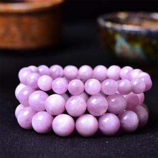 天然紫锂辉手链女款甜美单圈手串猫眼锂辉石磷灰石紫水晶时尚饰品