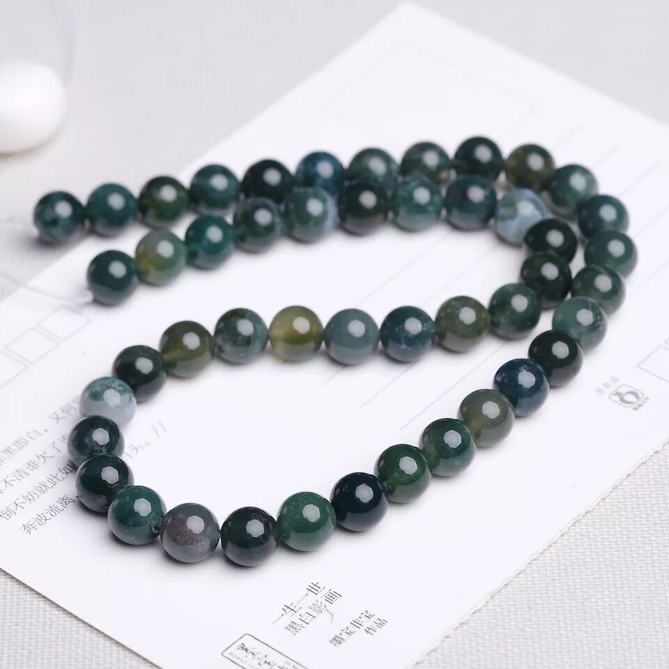 水草玛瑙散珠半成品天然海藻石圆珠 diy手串手链项链水晶饰品配件