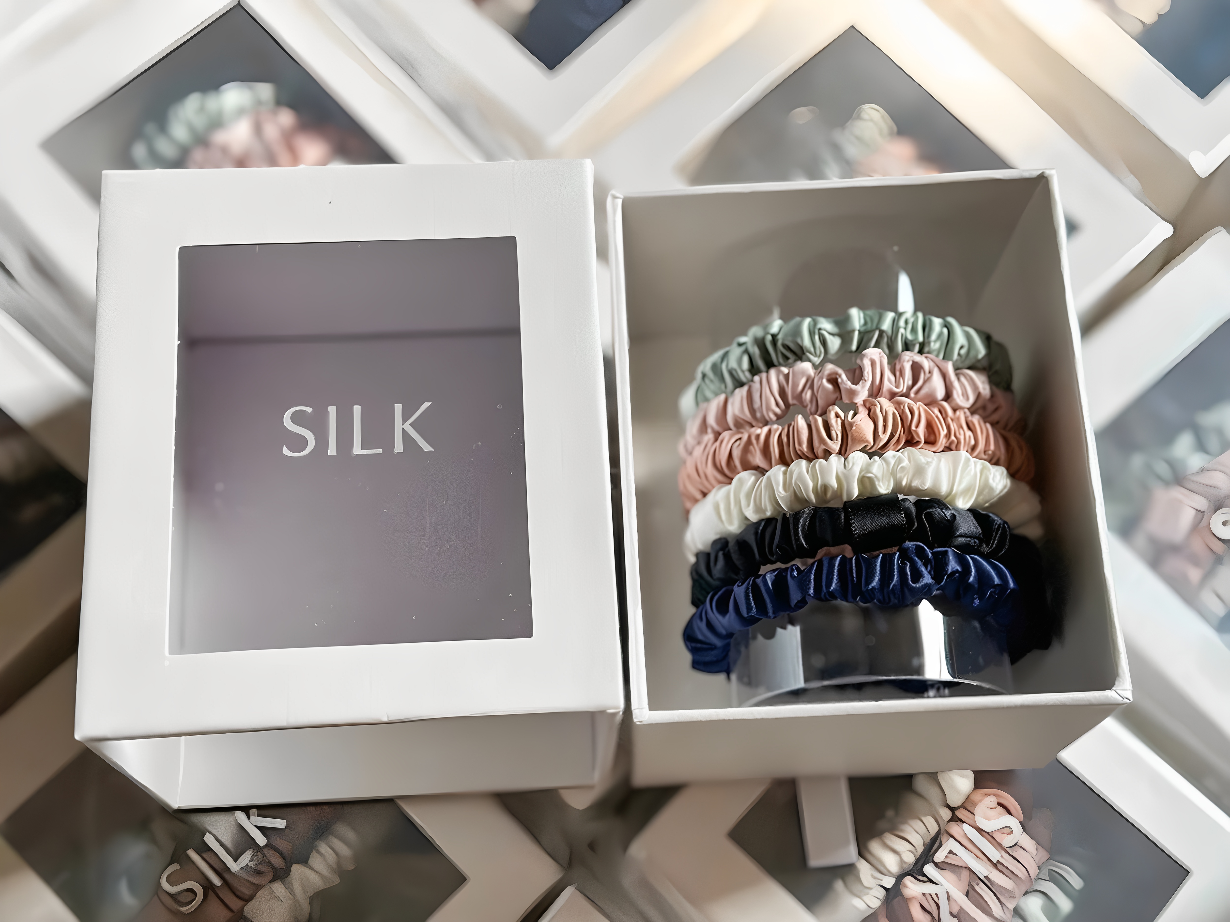 Slik重磅22姆米真丝桑蚕丝组合装发圈 大肠发绳发饰橡皮筋头绳女