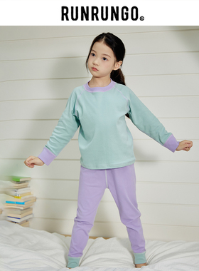 RUNRUNGO儿童家居服套装秋冬季打底秋衣保暖内衣裤男女童休闲内搭