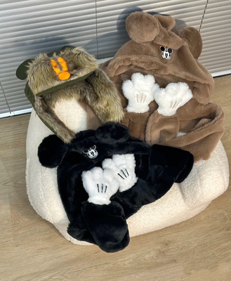 正品OldOrder 米奇联名 护耳帽 雷锋帽 帽子毛绒围巾手套一体